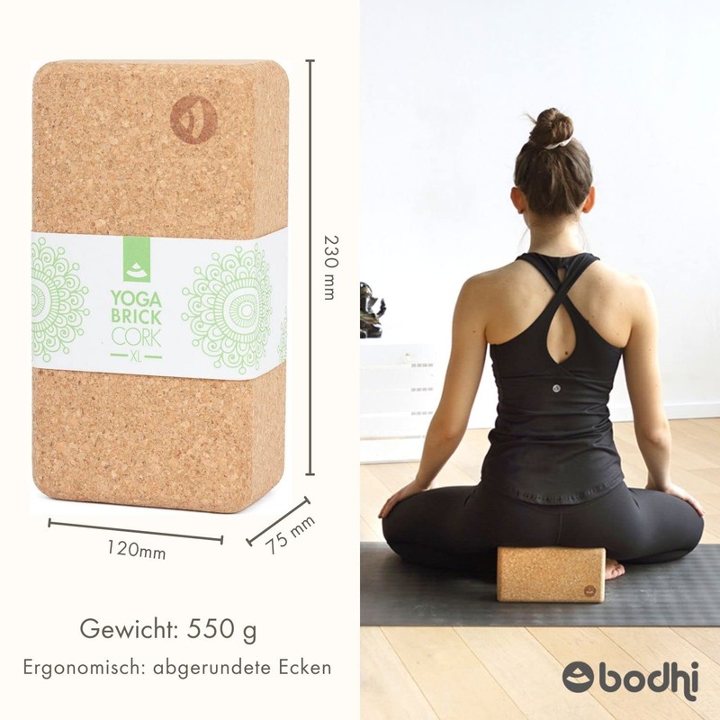 Extra-large XL natural cork yoga block brick, for yoga, yoga