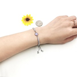 Yongxu Fashionable Women's Adjustable Chain Bracelet Set with Blue White Purple and Black Zircon Stones, A Luxurious and Shiny Cubic Zirconia Gift Bracelet for Jewelry