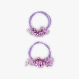 BasicSense Beads Double Elastic Bobbles Ponytail Holder Hair Ties Band for Girl Kids Hair Accessories, Lilac