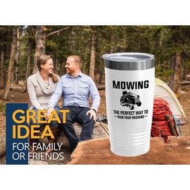 Lawn Mower White Edition Tumbler 20oz - Mowing the perfect - Construction Worker Architecture Student Landscape Architectural Building Designer