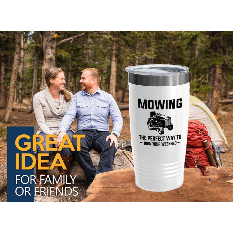 Lawn Mower White Edition Tumbler 20oz - Mowing the perfect