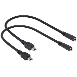 HCFeng 3.5mm to Mini USB Cable Mini USB Male to 3.5mm Female Audio Cable 3.5mm Female TRRS 4-Pole Jack to 5 Pin Mini USB Male Mic Cord Adapter Cable [1Ft/30cm-2Pack]