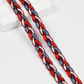Gimp Braid Trim 9.5 Yards 12mm/0.47in Braid Trim Fabric Decorative Webbing for All Kinds of Sewn Garments, Curtains,Lampshade, Sofa DIY Sewing and Crafting (Red/White/Blue)