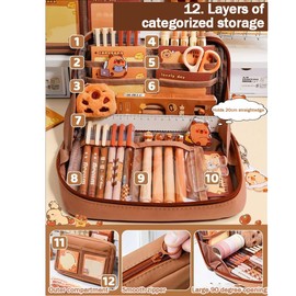 Kawaii Capybara Stationery Set Cute Pencil Case with Pens and Rulers Capybara School Supplies for Boys Girls Kids Clips