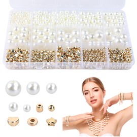 Beads for bracelets, DIY bead set with 720 high-quality beads in 5 sizes and shapes, making necklaces, bracelet set, make yourself, unique jewellery chains