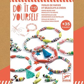 Djeco Make Pop and Colorful Bracelets Kit - DIY Paper Beads Jewelry Craft for Kids Aged 7 Years and Up