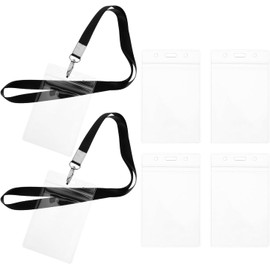 VILLCASE Funda para Tarjetas de Embarque y Etiquetas de Equipaje de Plástico Negro Anillo Metálico, Porta Credenciales Práctico para Oficina y Viaje, Paquete de 6 Piezas