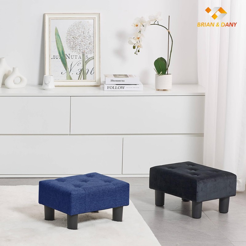 BRIAN & DANY Small Foot Stool, Linen Foot Stools with