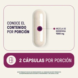 Berberina Life 360+ 1000 Mg Por Porción 120 Cápsulas Extracto Berberina Hcl