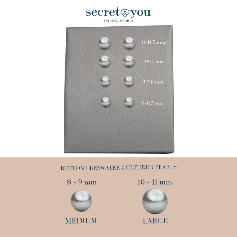 Women's Pearl Earrings Grey Freshwater Cultured Pearls Button Shape Grey