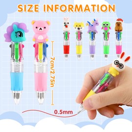 arscniek 24Pcs Multicolor Pen in One, 4-in-1 0.5mm Fine Point Cute Pens, Fun Kawaii Ballpoint Pen for Party Favors, Classroom Prizes, Teacher School Supplies, Bulk Gifts for Students