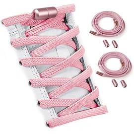 2 Pairs Shoelaces Elastic No Tie Shoe Laces for Adults, Kids and Elderly, One Size Fit All for Shoes. (Pink)