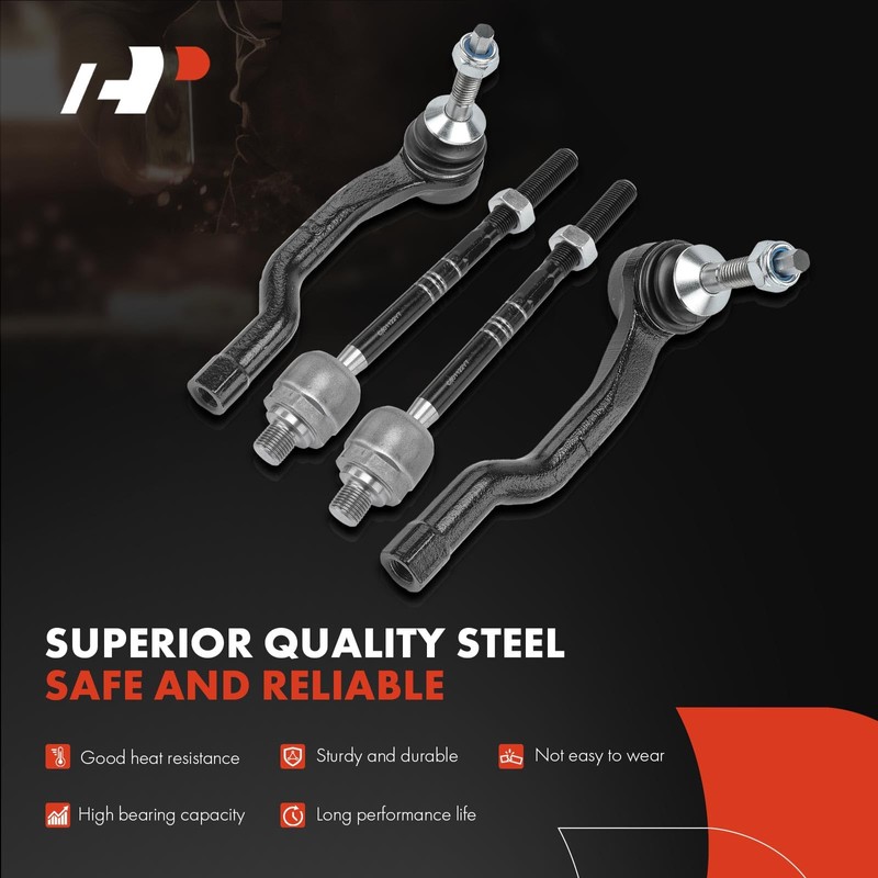 A-Premium Set of 8, Front Inner Outer Tie Rod End,