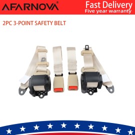 AFARNOVA 2Set Retractable 3 Point Safety Seat Belt Straps Car Vehicle Adjustable Belt Set