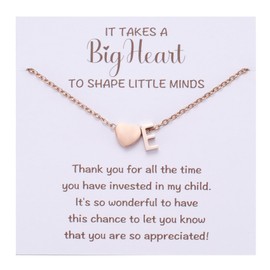 Minimalist Initial E Necklace for Women - Daycare Worker & Teacher Gifts, End of Term & Birthday Gift for Favorite Teacher