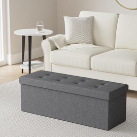 43" Folding Storage Ottoman Bench for Living Room, Bedroom, TV Entertainment - Bedroom Bench with Hidden Storage, Foot Rest Stool - 660 Capacity & Holds up to 5.6 Cubic Feet of Storage - LIGHT GREY