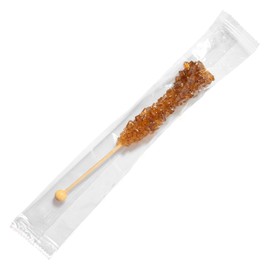 Amber Rock Candy Crystal Sticks - Root Beer Flavored - 12 Indiv. Wrapped