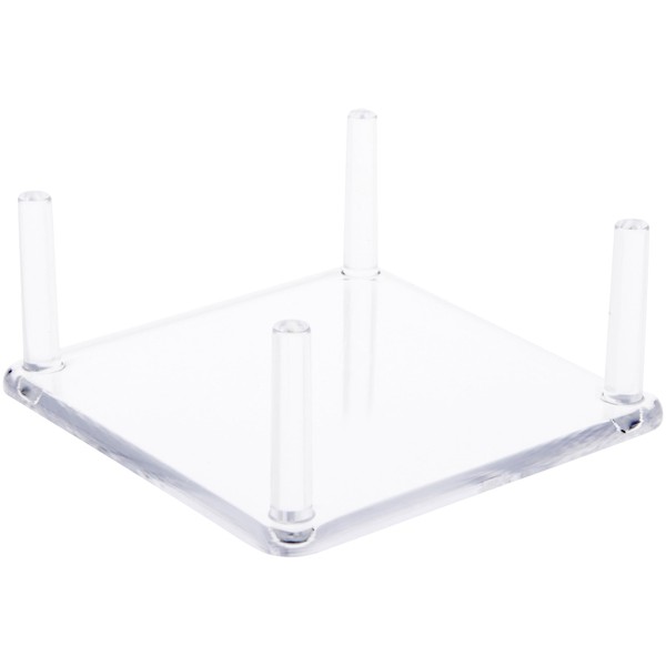 Plymor Clear Acrylic Square Base with 4 Display Prongs for Geode, Mineral or Crystal Cluster, 1.625" H x 4" W x 4" D (2 Pack)
