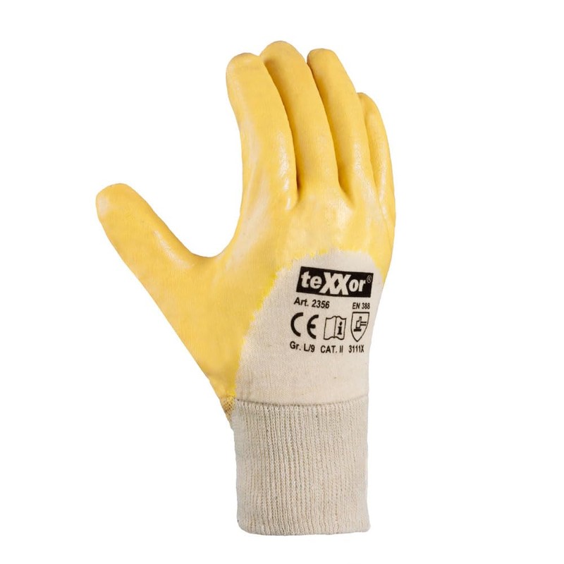 texxor Pack of 12 Nitrile Gloves 2356, Knitted Cuff, Pack