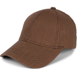 styleBREAKER 04023089 Unisex Linen Baseball Cap, Plain Colour, 6-Panel Baseball Cap, Metal Buckle, Adjustable, brown