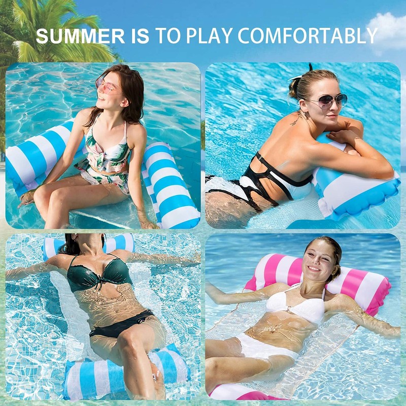 LATERN 2Pcs 130CM Swimming Pool Float Hammock, 4-in-1 Saddle/Lounge Chair/Hammock/Drifter