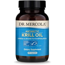 Dr. Mercola Antarctic Krill Oil Supplement, 30 Servings (60 Capsules), MSC Certified, Non GMO, Soy-Free, Gluten Free