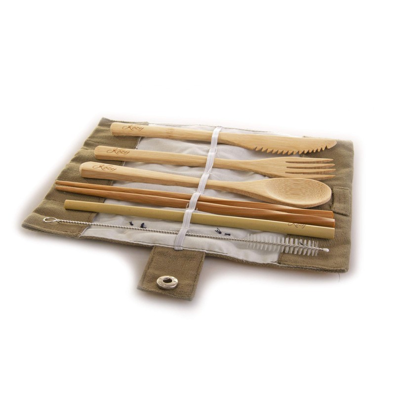 Zero Waste Plastic Free Reusable Bamboo Cutlery Set Fork, Spoon,