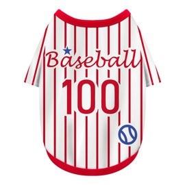 Paiaite Sleek Striped Dog Vest: Sleeveless Baseball-Style Dog Shirt, Ideal Fit for Small, Medium, and Large Breeds,Polyester Fabric for Comfort, Breathability, and Stretchiness Red XS