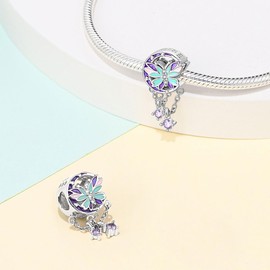 Pandach Women's Charm Pendant for Bracelet, 925 Sterling Silver Charms Beads Fits Bracelet and Necklace, Compatible with European Bracelets for Women Girls C12, Sterling Silver