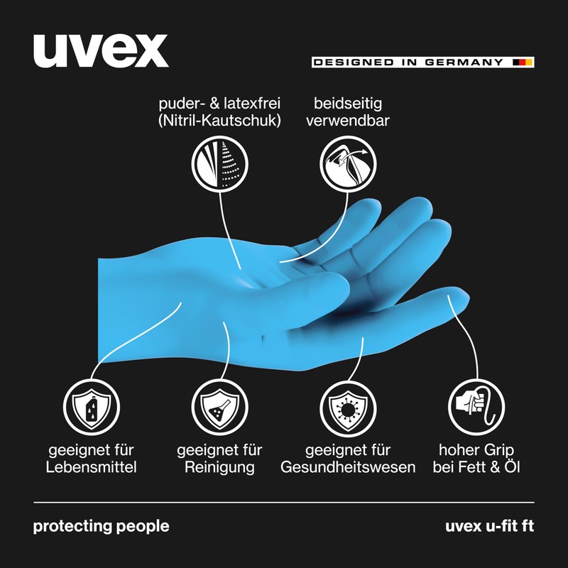 uvex U-FIT FT Disposable Gloves - Pack of 100 Nitrile