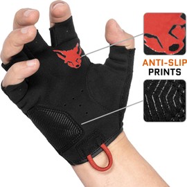 ACE Schakal Fingerless Gloves - Tactical Gloves without Fingers - for Paintball and Shooting - Black/Red - M