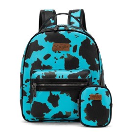 Wrangler Medium Cow Print Backpack Cute Daypacks Bookbag Purse for Women - Color: Medium Allover Cow Print Black