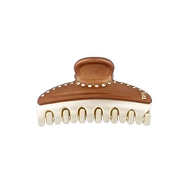 Alexandre de Paris ICCM-15571-03 Alexandre de Paris Barrette, Pink VENDOME - MEDIUM - 1 LIGNE DE STRASS (Color: X4 - PAIL BRUN/OR)