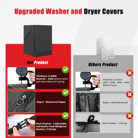 Washer and Dryer Covers 2PCS,Heavy Duty 420D Oxford Washer Dryer Cover for Front-Loading,Washing Machine Cover with 2 Waterproof Zippers and 3 Windproof Buckles
