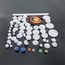 60 Pcs Plastic Gears Set Single Double Reduction Gear Worm Gear Robot Parts DIY Kit Plastic Gear Shaft Belt Rack White for Aircraft Car Model