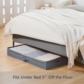 Berdeng 3 Pack Under Bed Storage Containers, Low Profile Underbed Shoes and Clothes Storage Organizer with Sturdy Sidewalls/Bottom, Large Dorm Storage Bins,33 * 17 * 4.5 inches,45L