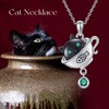 YAFEINI Cat Necklace for Women Sterling Silver Cats Cup Pendant