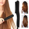 Electric Hair Straightener Comb Anti Scald Beard Straightener Brush (Black