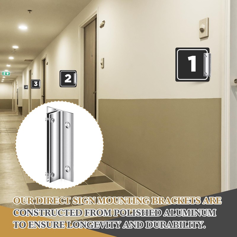 Zonon 10 Pack 4" Length Aluminum Corridor Sign Wall Brackets,