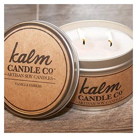 The Candle Cottage KC105 Kalm Collection Tin Candle - Vanilla Embers - Highly-Scented Soy Candle, Made in USA, Long Burning Hours, Lead-Free Wick, 12 Oz