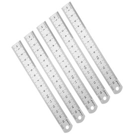 TA-VIGOR 5Pcs Stainless Steel Ruler, 15cm Length Metric Straight Rulers, 0.5mm Thick Metal Ruler, Precision Measuring Tool with Hanging Hole for School, Office, Sewing, Craft and DIY Use
