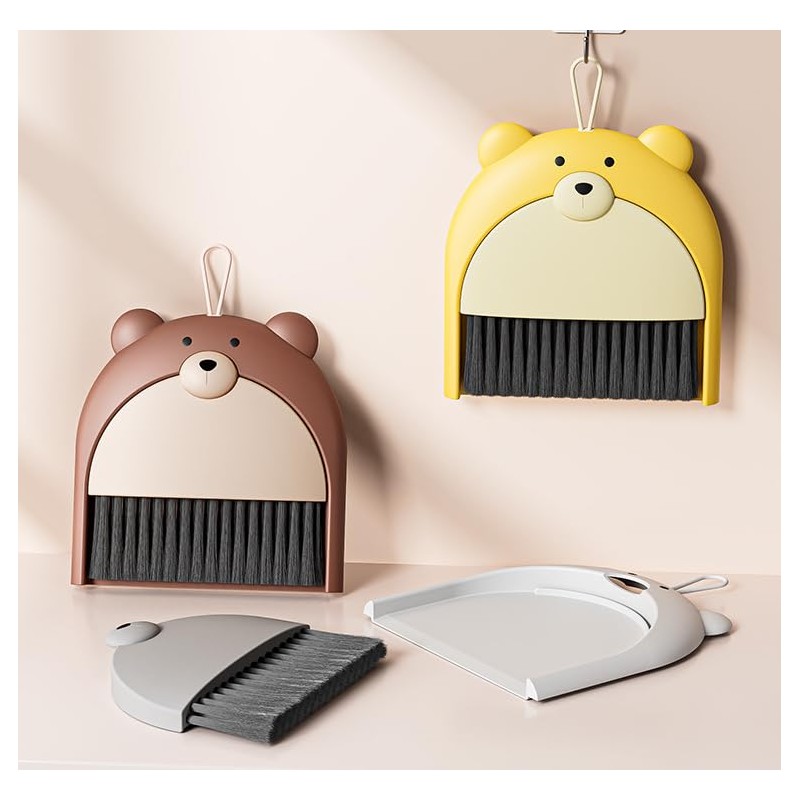 Losuya Mini Cartoon Dustpan and Brush Set Portable Cleaning Brushes