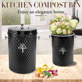 ARC Countertop Compost Bin Kitchen,Odor Resistant Indoor Compost Bin with Lid Green