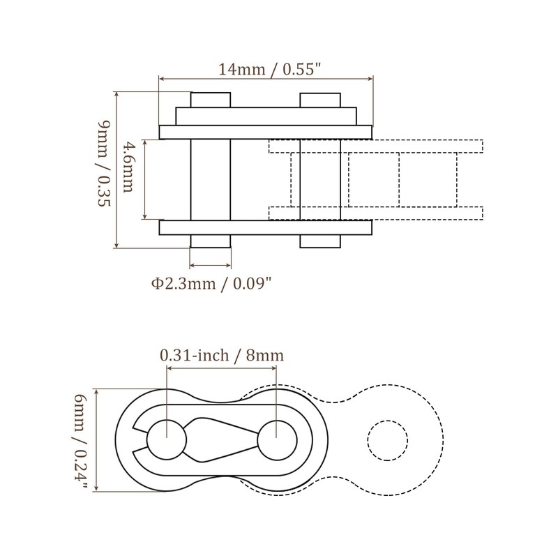 Kozelo 6pcs Chain Connector Link Roller - [8 mm Pitch]