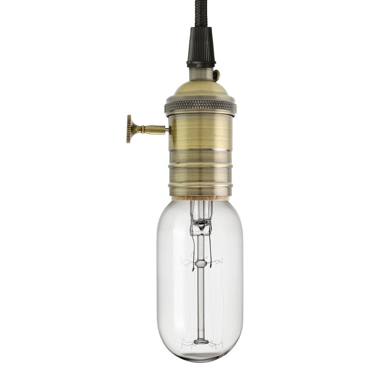 QWORK E26/E27 Lamp Socket, On/Off Vintage Rotary Turn Knob Lamp
