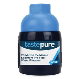 Camco Tastepure Sediment Pre-Filter for RV Water Filter - Features 20-Micron Water Filter System & Provides First Stage of Water Filtration - Extends the Life of Inline Water Filters (40048)