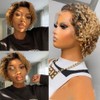 Fereowth Ombre Short Curly Lace Front Wigs Human Hair Wig