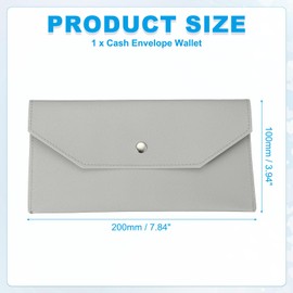 PATIKIL Cash Envelope Wallet, Budget Cash Holder Reusable Money Bag Pouch Leather Money Organizer Pouch for Men Women Receipt Check Bill Travel Graduation Holidays, Light Grey