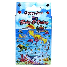 World By Shotglass Turks & Caicos Map Collectible Souvenir Playing Cards with Header