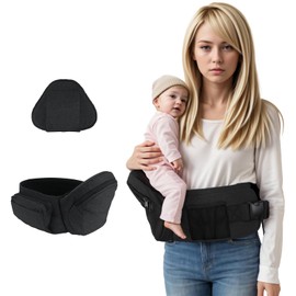 Baby Hüftsitz Ergonomisch, Leichtgewicht Taille Hocker für Kinder 0-36 Monate, Einstellbar Babytrage mit Taillenstütze (Schwarz)